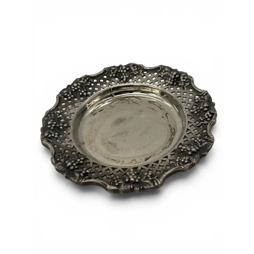 Vintage Godinger Silver Plated Grapevine Wine Bottle Coaster 7